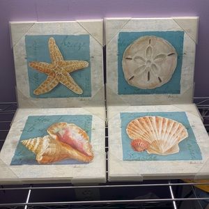 4 piece coastal art NEW